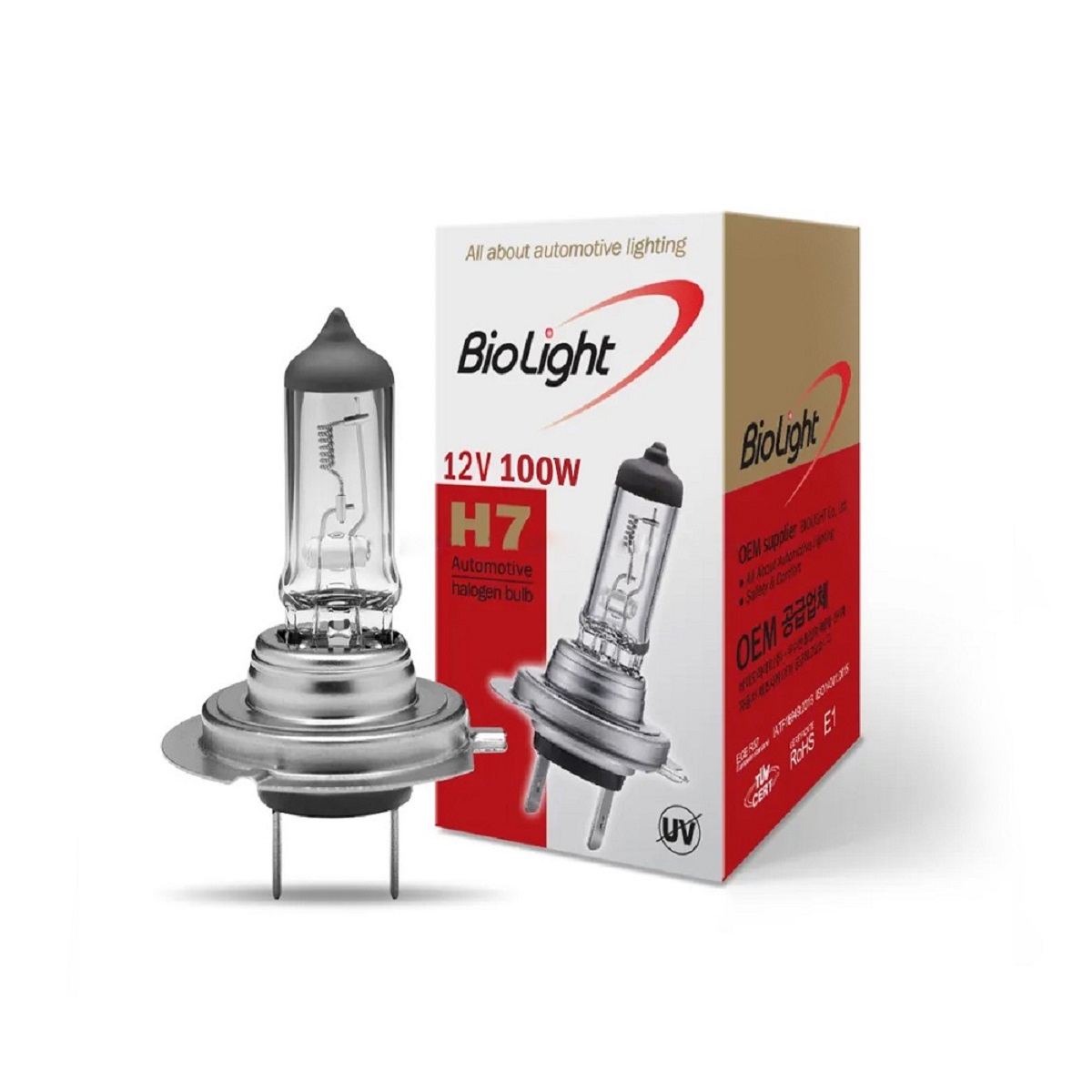 لامپ هالوژن H7 با 100 وات 12 ولت چراغ جلو با 2 خار (BioLight Made In Korea)