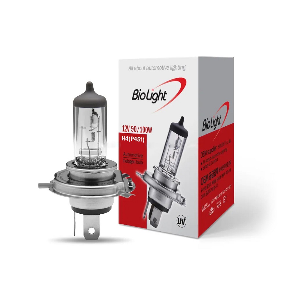 لامپ هالوژن H4P45T  با 90/100 وات 12 ولت چراغ جلو با پایه گرد ( BioLight Made In Korea)